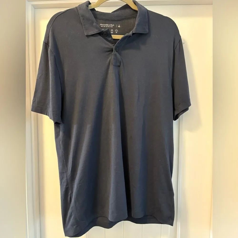Abercrombie & Fitch Men’s Soft A&F Knit Polo Dark Blue  Shirt Size Large